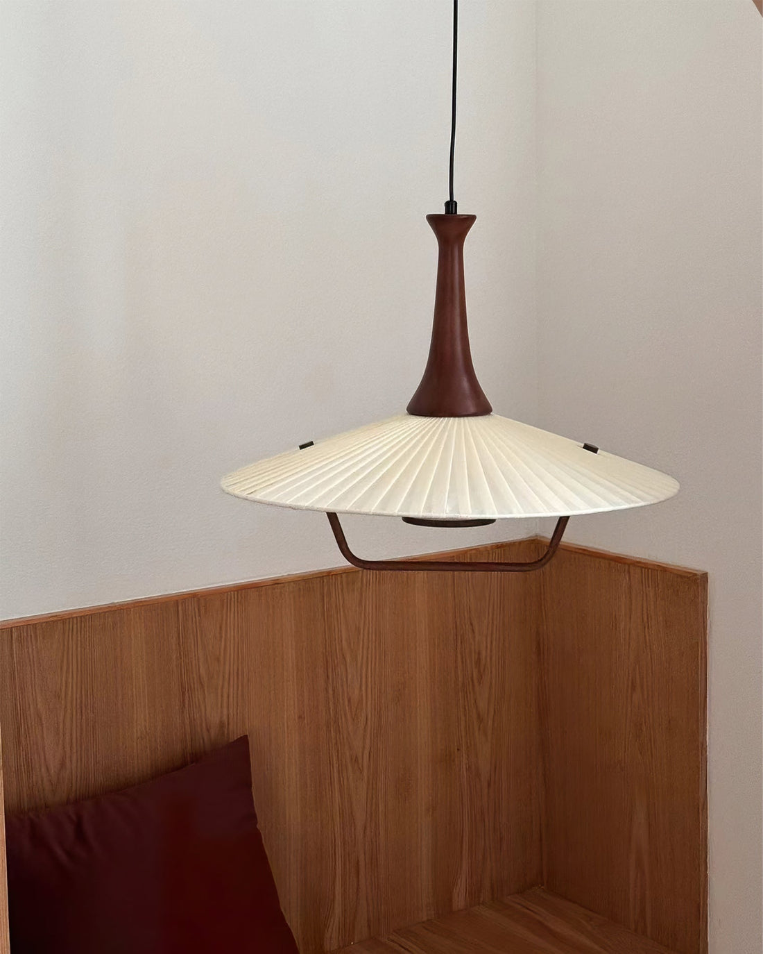 Mydorisra Traditionnel Classique Tissu Bois Pendentif Lampe