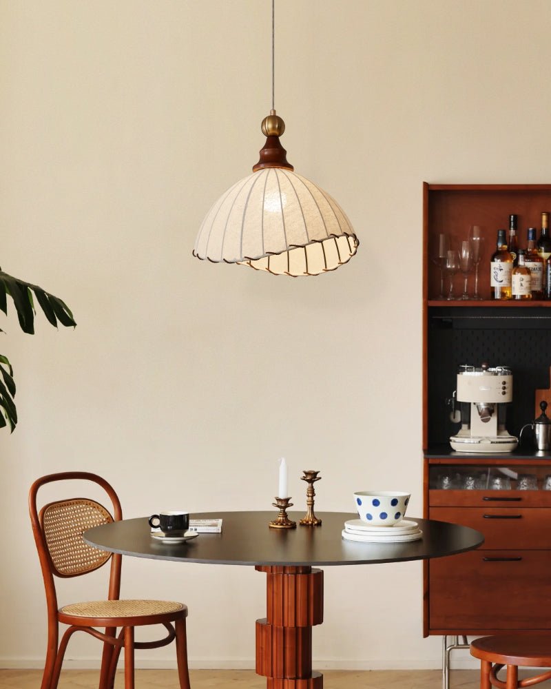 Thalira Suspension Élégante en Bois et Tissu