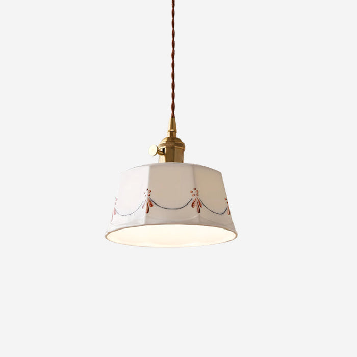 Eliana Suspension Main Peint Florale Céramique Vintage