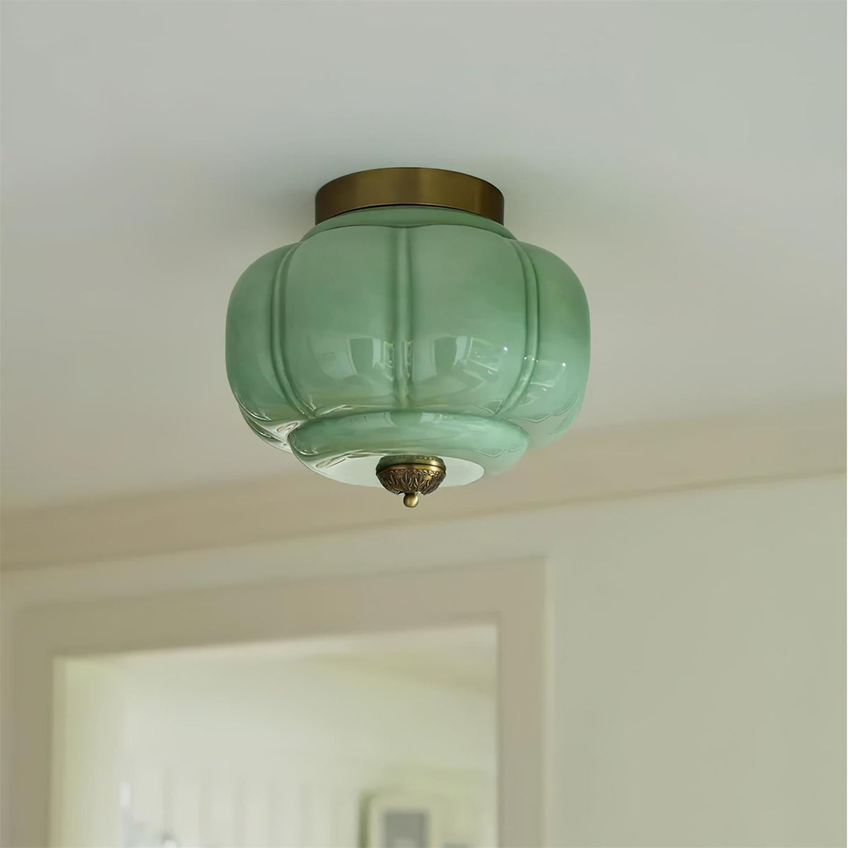 Elyra Lampe de Plafond en Verre Vert