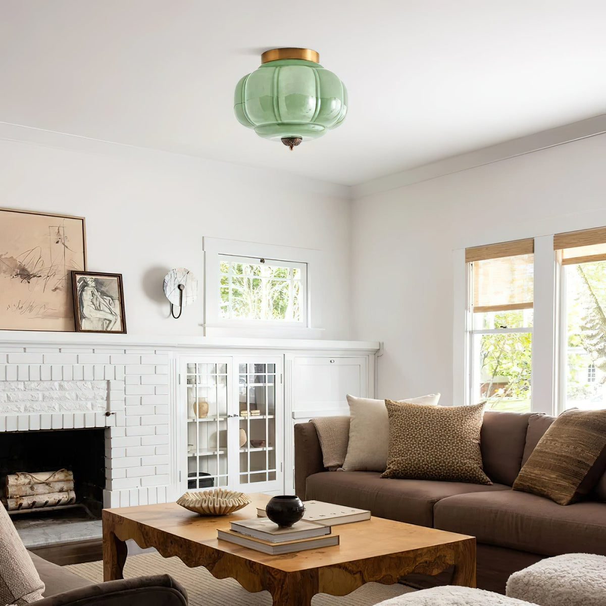 Elyra Lampe de Plafond en Verre Vert