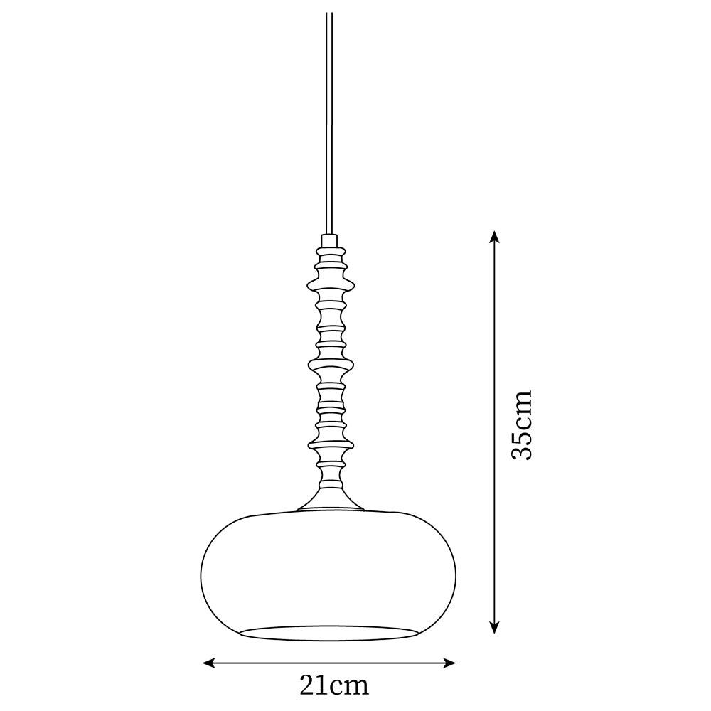 Suspension Abat-jour en Verre Blanc Tourné Marron Vintage