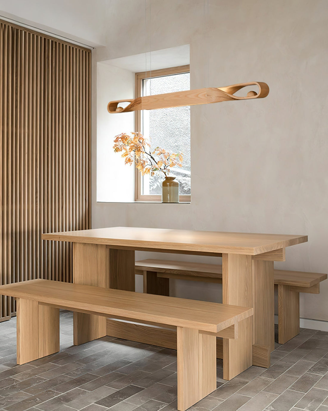 Lustra Suspension en Bois Incurvé Minimaliste