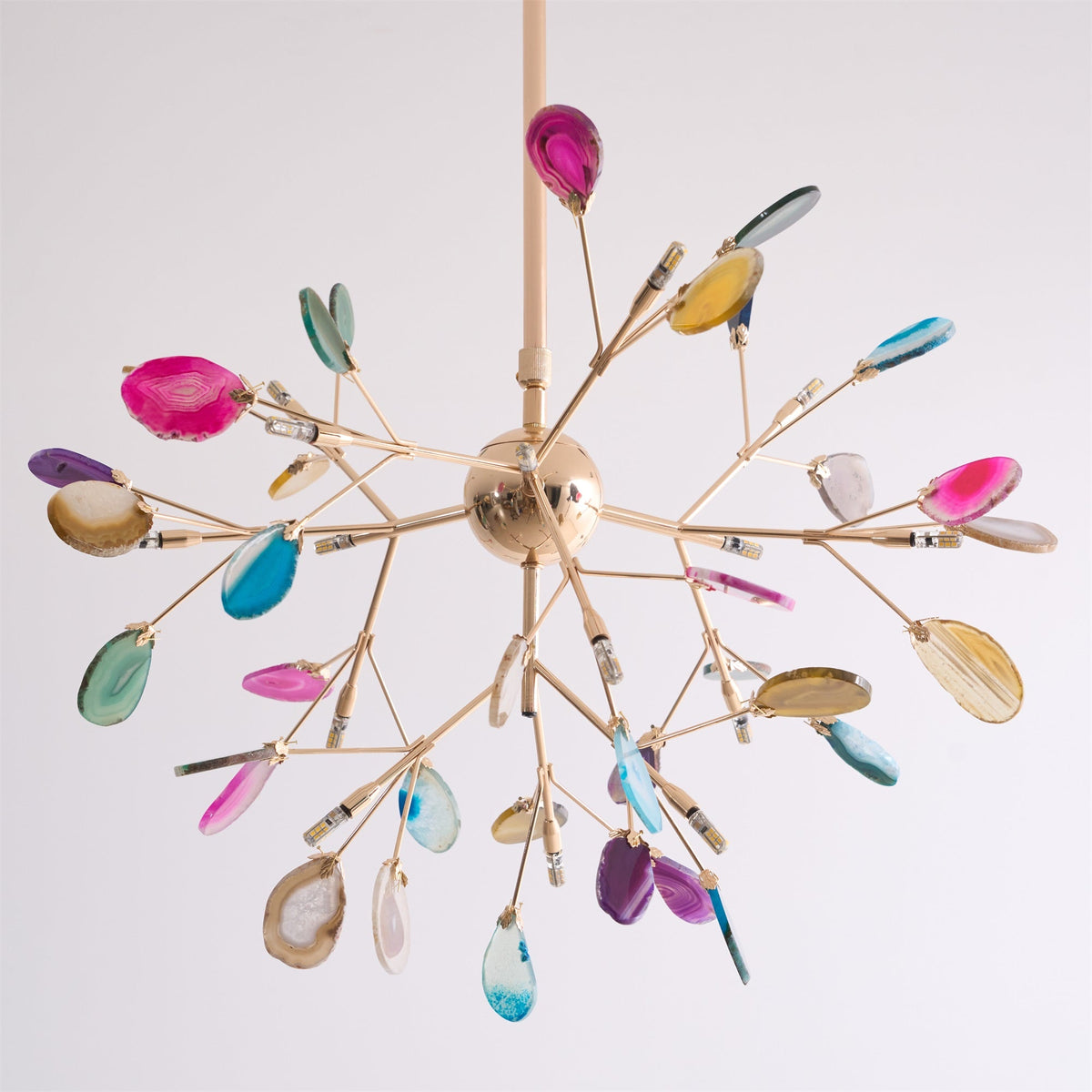Lustra Lustre Feuille Colorée Bras Dorés