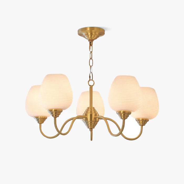 Lustra Lustre Laiton Antique Verre Blanc