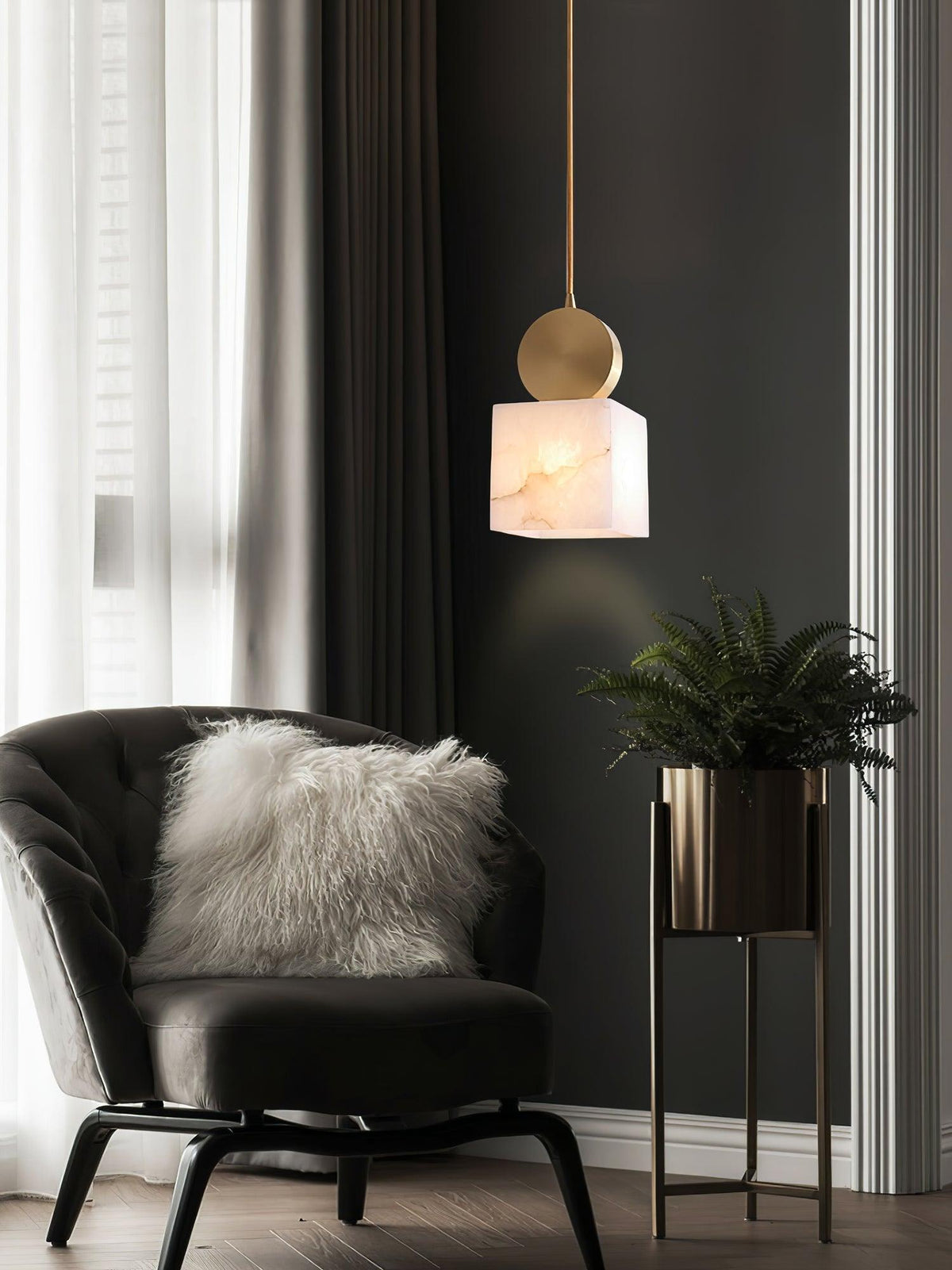 Lyrindis Cylindre Albâtre Pendentif Lumière