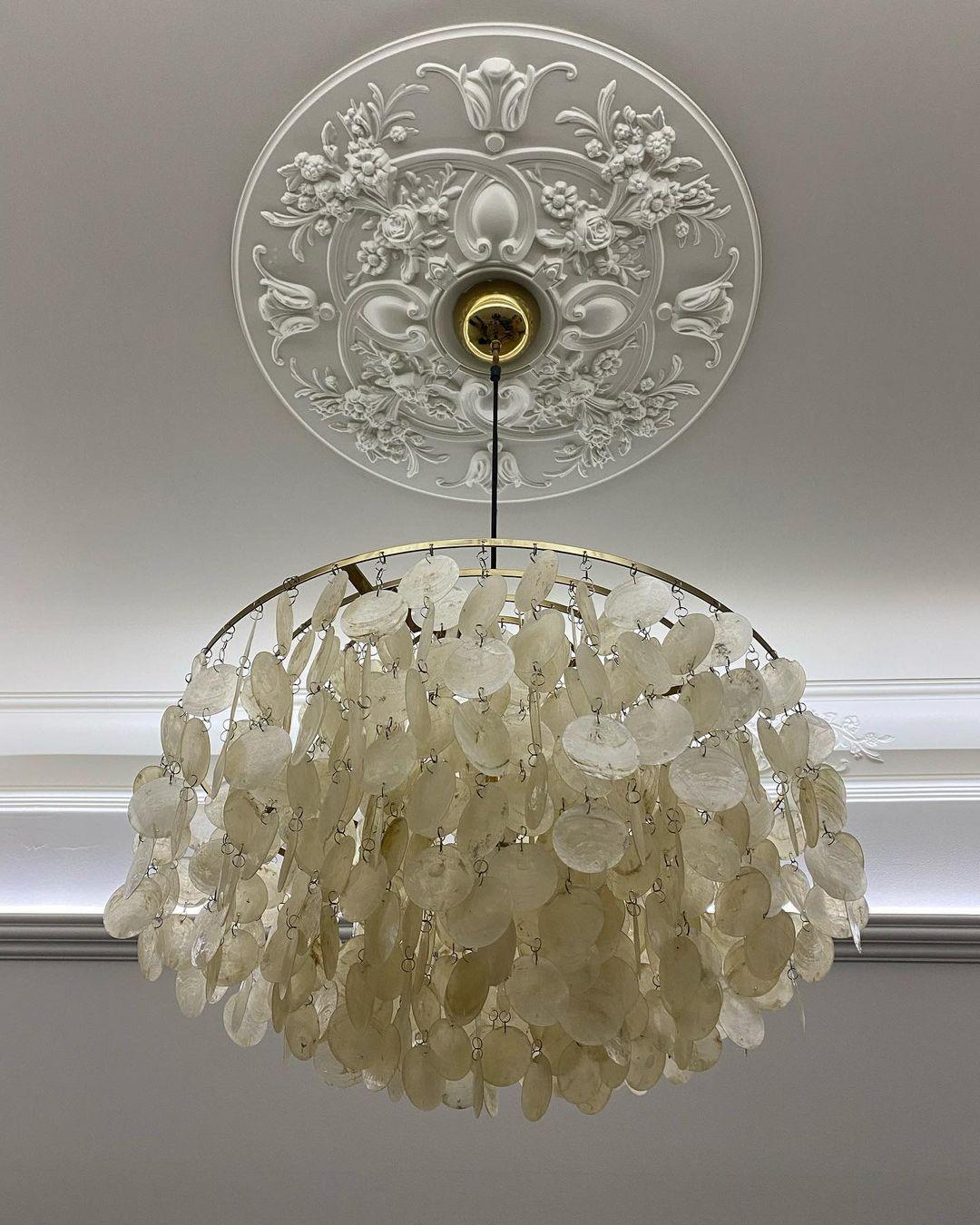 Lustra Suspension Lampe Anneau Rond en Coquillage