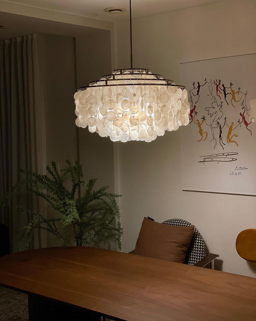 Lustra Suspension Lampe Anneau Rond en Coquillage