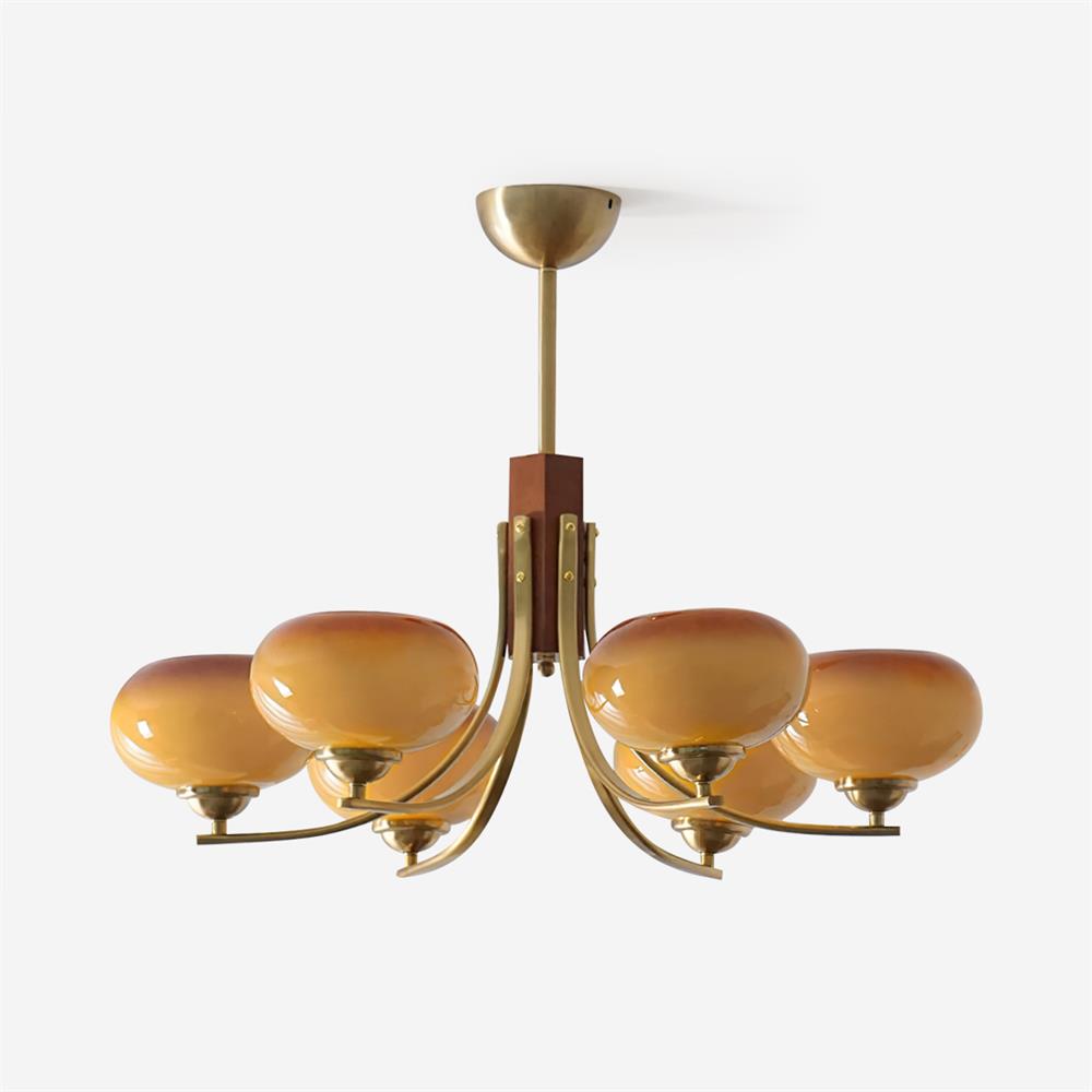 Auralyn Lustre Globe 6 Lumières Verre Ambre