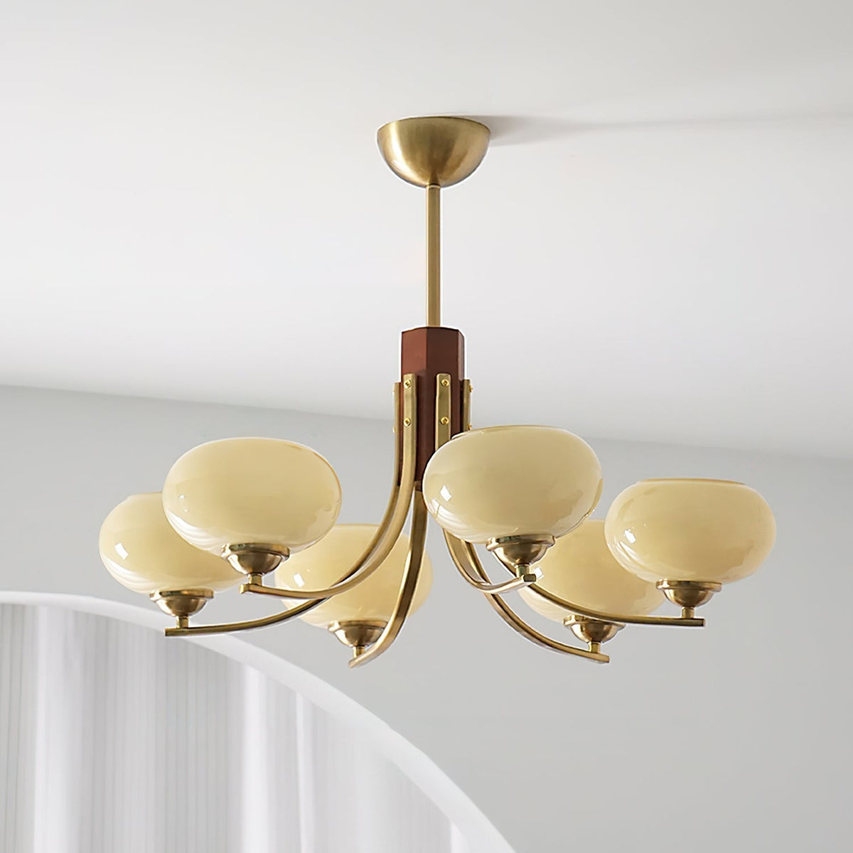Auralyn Lustre Globe 6 Lumières Verre Ambre