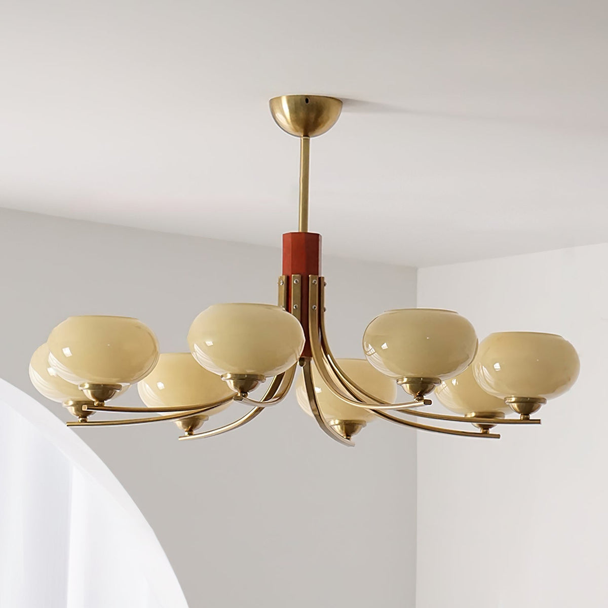 Auralyn Lustre Globe 6 Lumières Verre Ambre