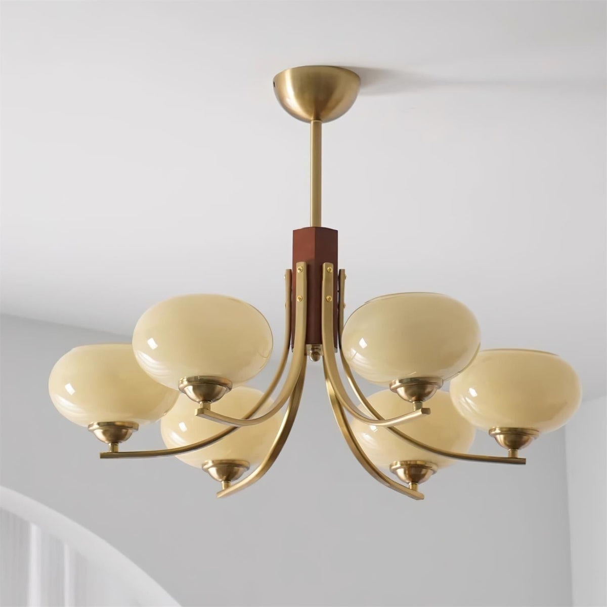 Auralyn Lustre Globe 6 Lumières Verre Ambre