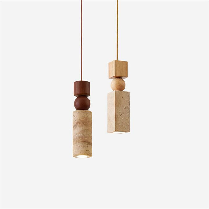 Suspension Géométrique Bois Travertin Minimaliste Nordique Suspendu