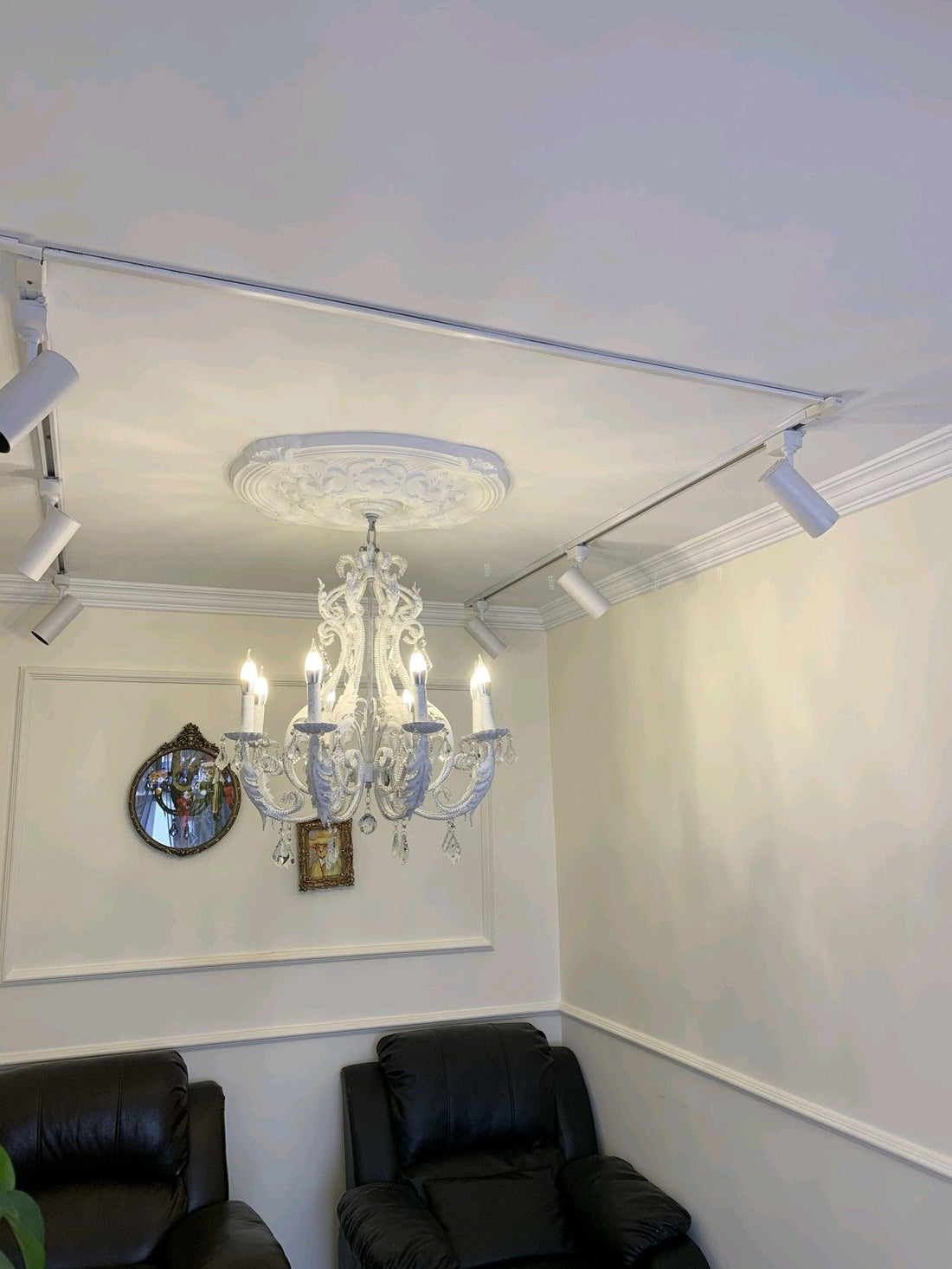 Lustra Suspension Lampe Porte-Bougie Perles de Cristal