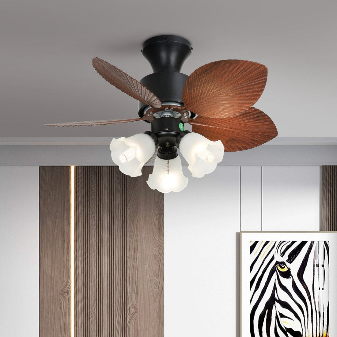 Plafonnier Ventilateur Florence en Bois Vintage