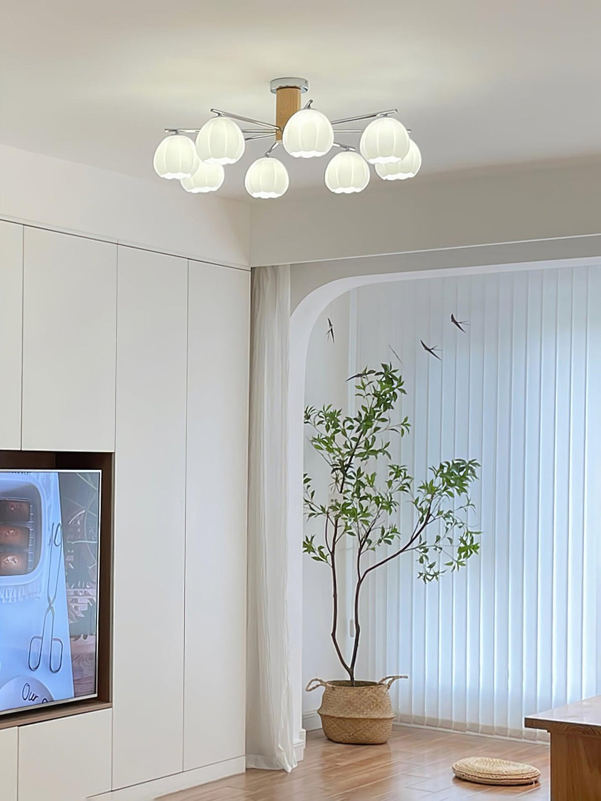 Ezoror Plafonnier Verre Bourgeons Fleur Art Nordique