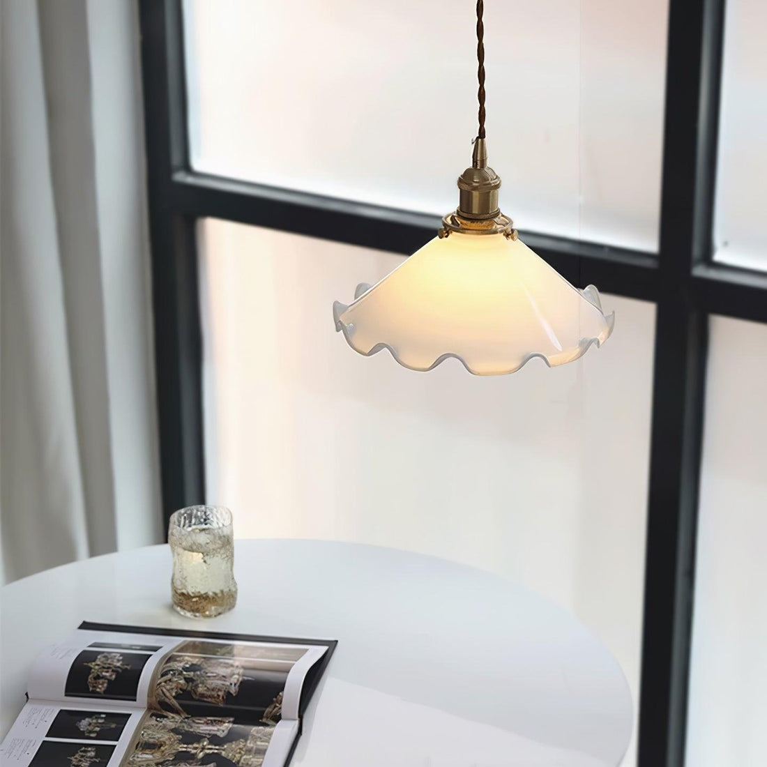 Solara Suspension en Verre Abat-jour Ondulé Vintage