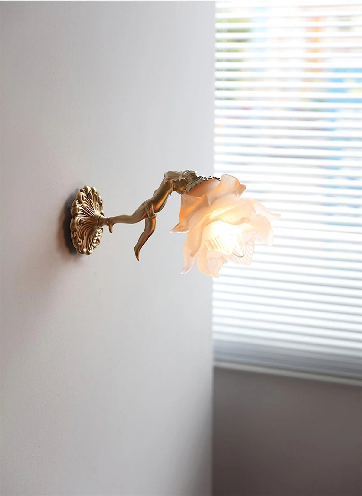 Aged Applique Murale en Verre Ange Volant
