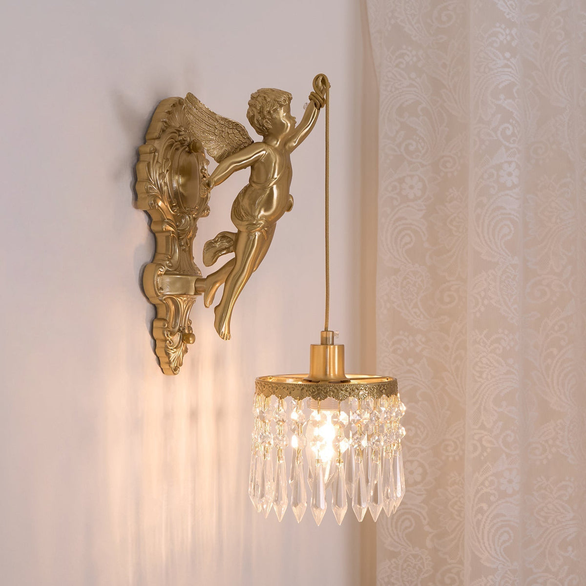 Aged Applique Murale en Verre Ange Volant