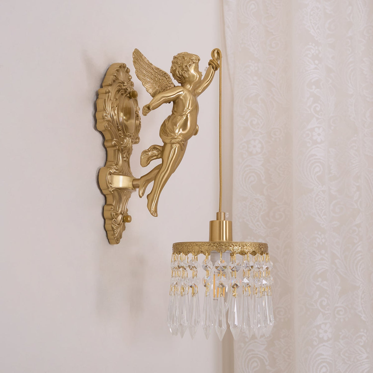 Aged Applique Murale en Verre Ange Volant