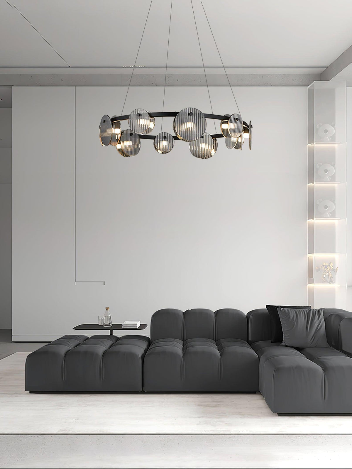 Lustra Lustre en Verre Fumé et Noir