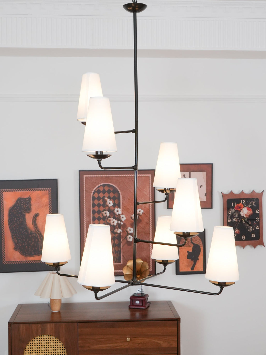 Lustra Lustre Vertical en Cuivre et Lin
