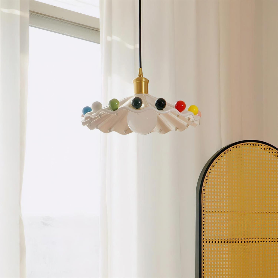 Pixen Suspension Avec Abat-Jour Céramique Ondulé