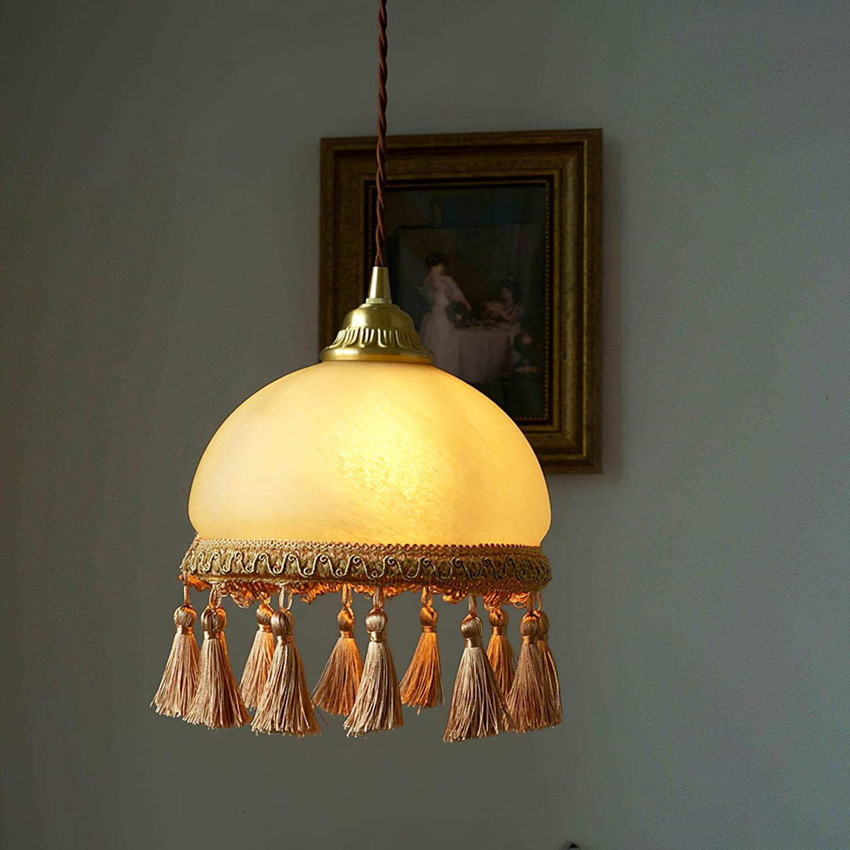 Sycaran Suspension en Tissu avec Franges et Guirlande