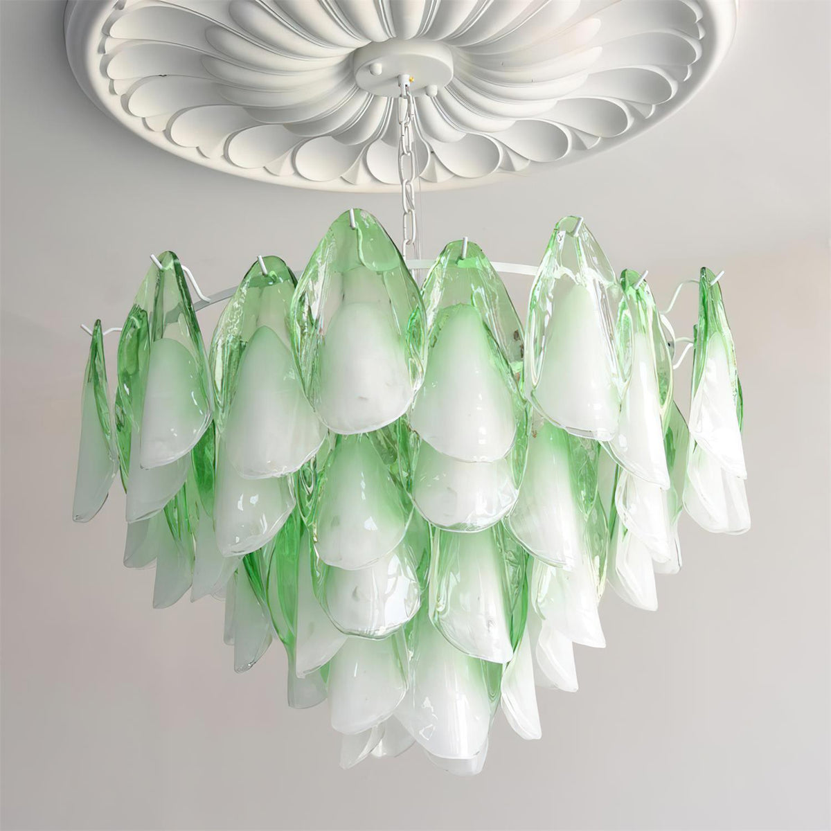 Fuchsia Lustre Pétales En Verre Vert Rosé