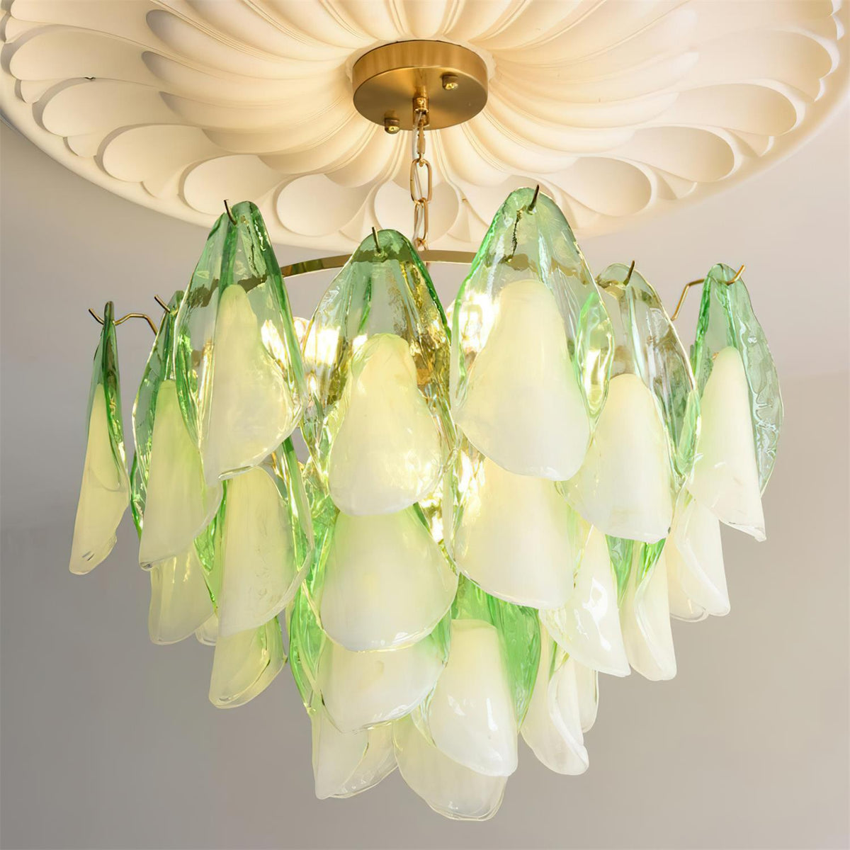 Fuchsia Lustre Pétales En Verre Vert Rosé