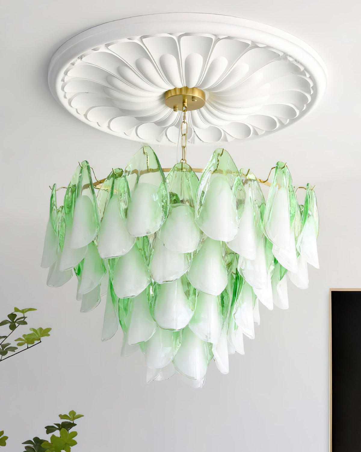 Fuchsia Lustre Pétales En Verre Vert Rosé