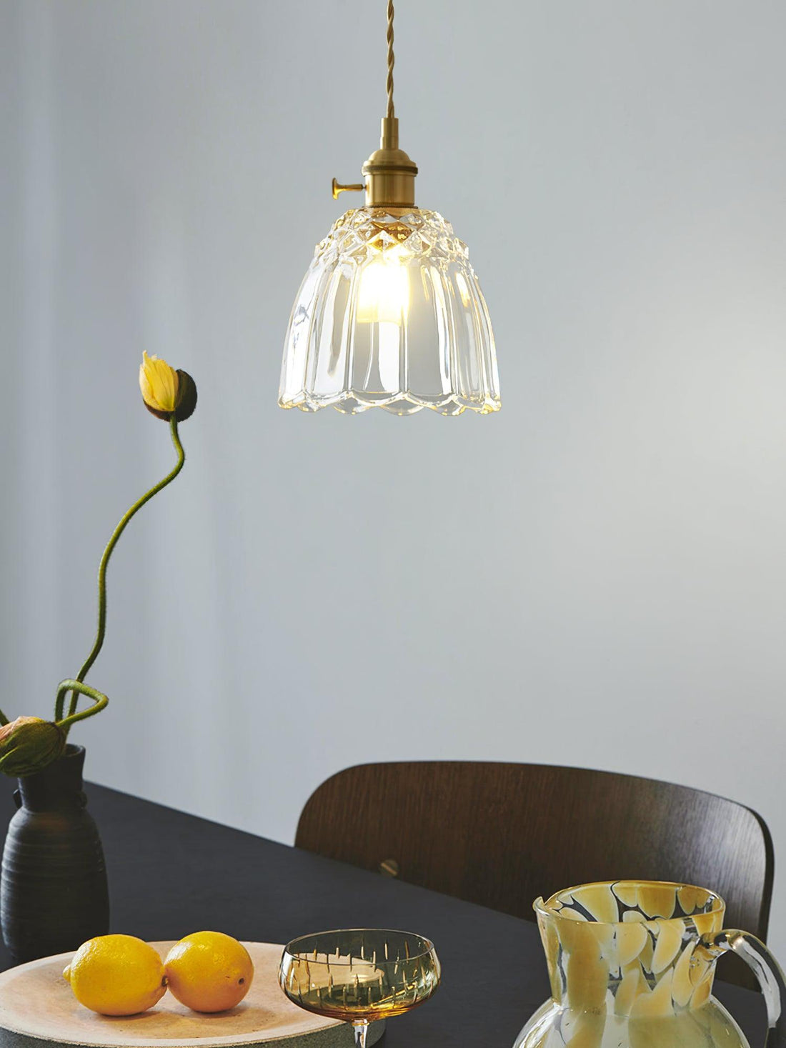 Nerithce Suspension Luxueuse en Laiton et Verre