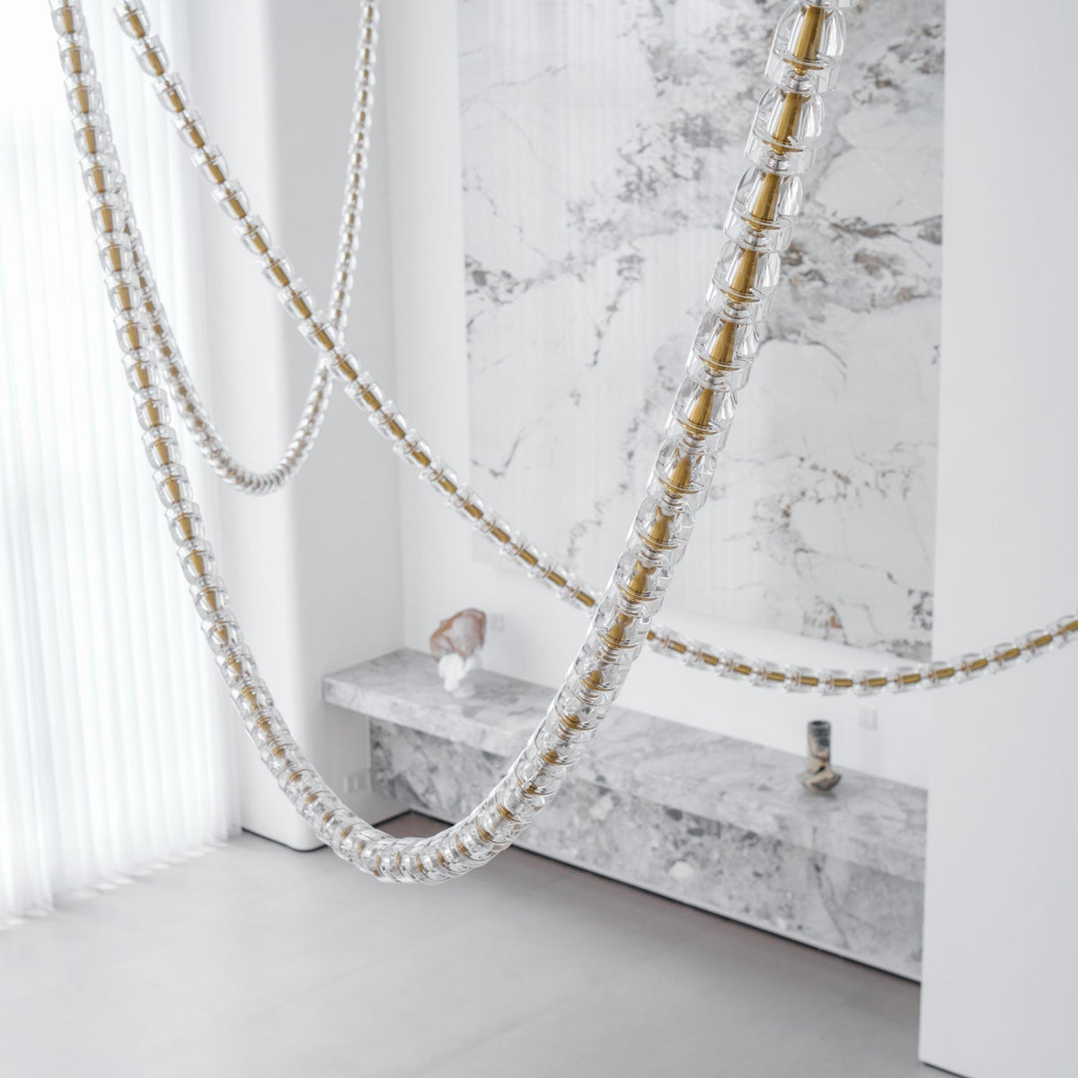 Lustra Lustre Cristal Doré LED 3-Lignes
