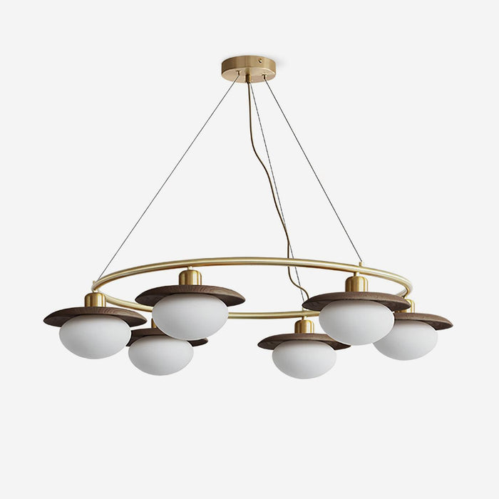 Gama Lustre Cuivre Bois Rond Vintage