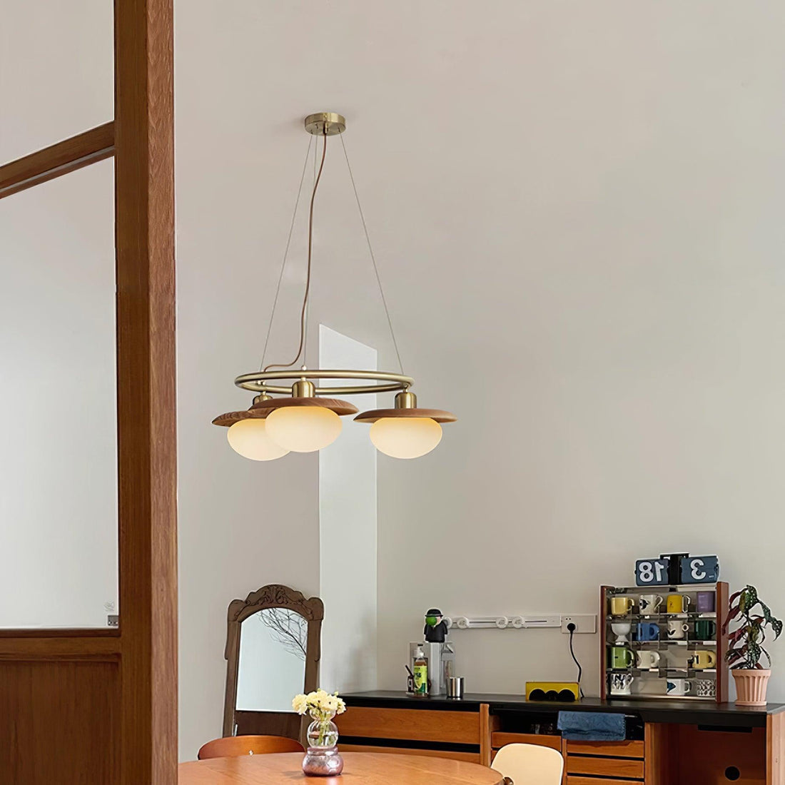 Gama Lustre Cuivre Bois Rond Vintage