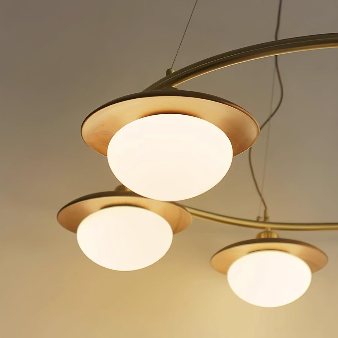 Gama Lustre Cuivre Bois Rond Vintage
