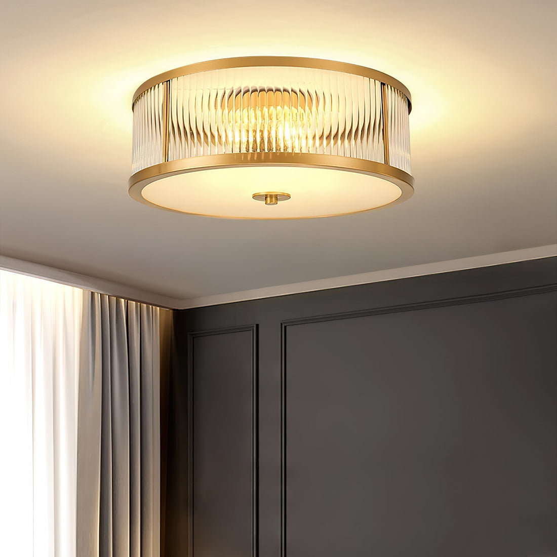 Avvynila Lampe de Plafond Laiton Verre Minimaliste Moderne