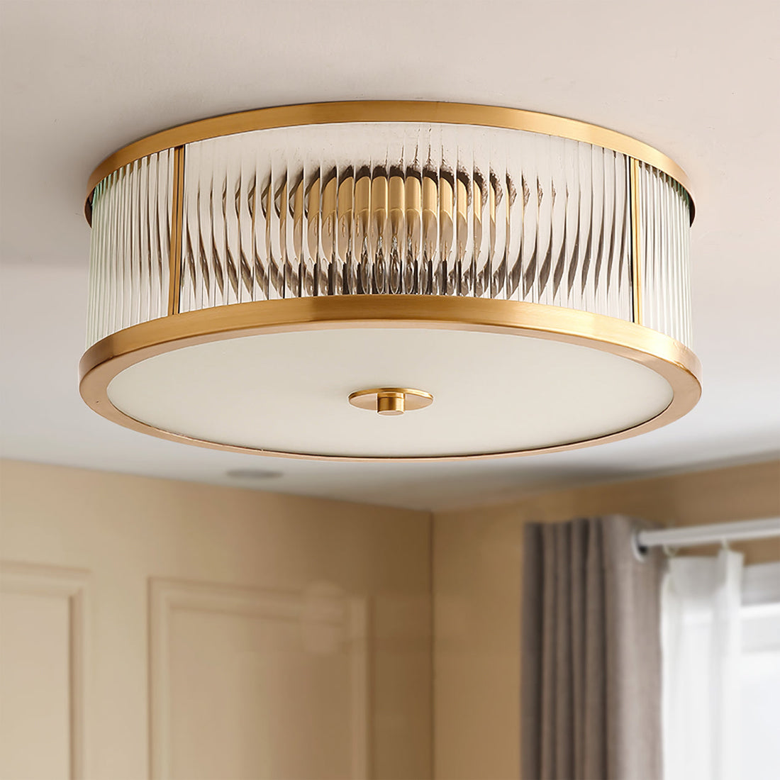 Avvynila Lampe de Plafond Laiton Verre Minimaliste Moderne