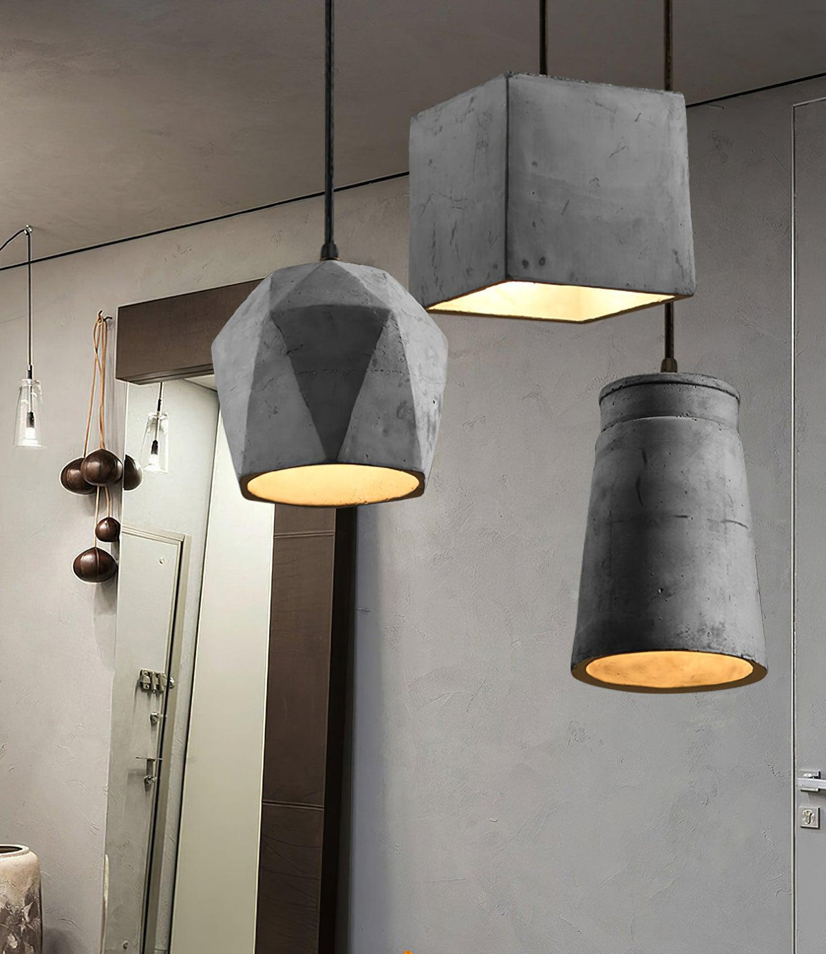 Geo Lampe Suspendue Industrielle en Ciment