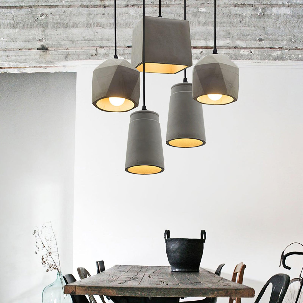 Geo Lampe Suspendue Industrielle en Ciment
