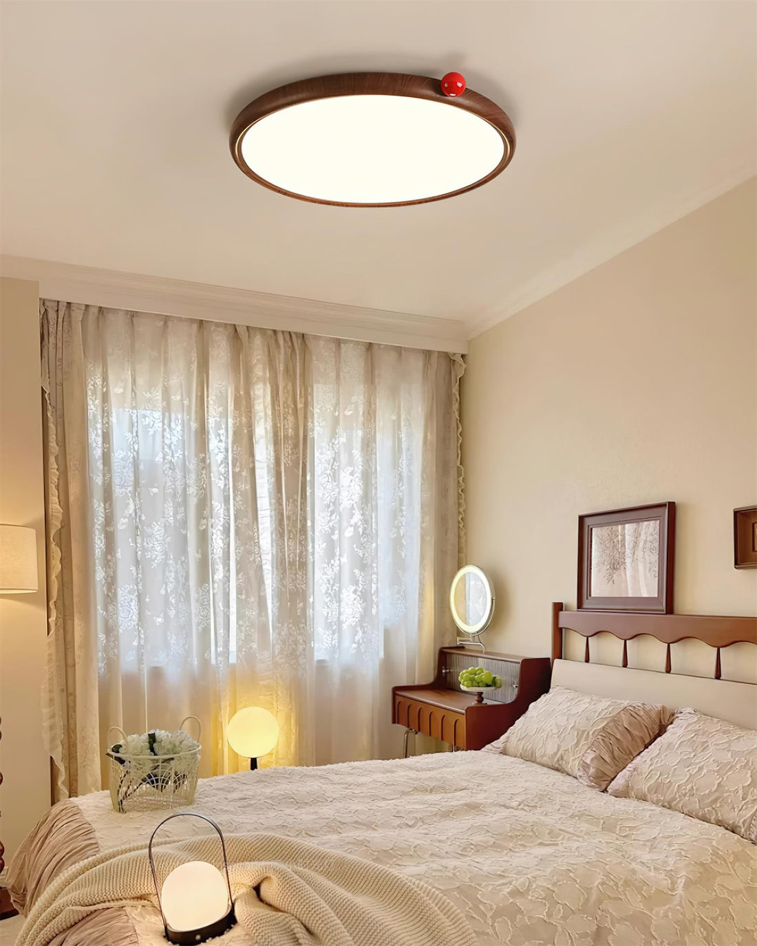 Geos Lustre Plafonnier Ton Bois Circulaire LED