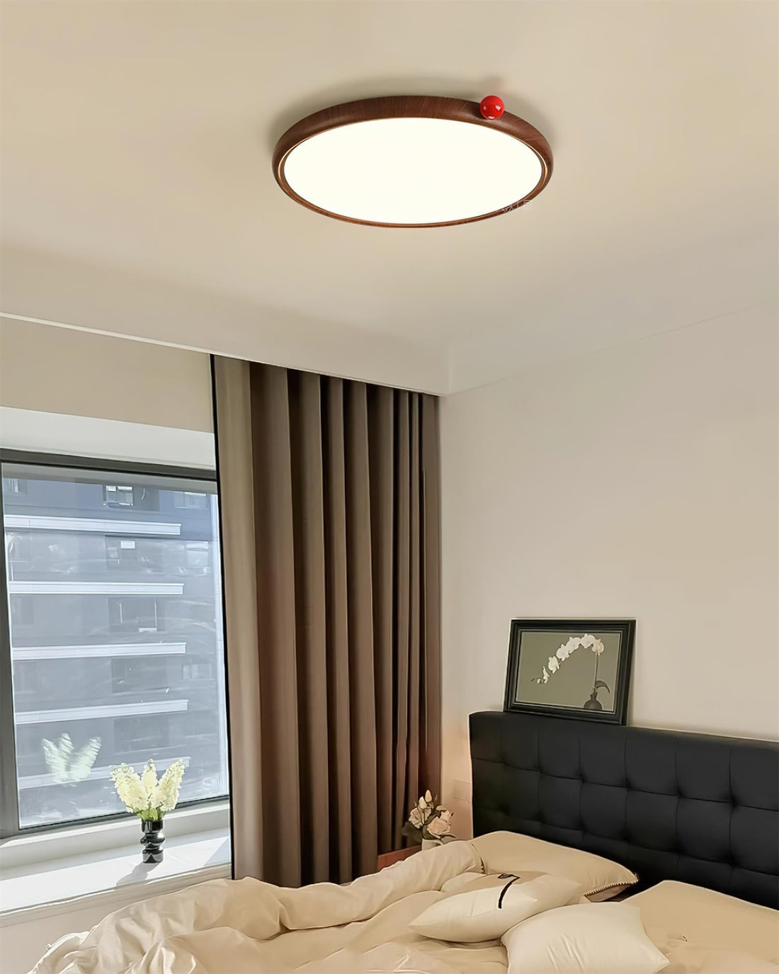 Geos Lustre Plafonnier Ton Bois Circulaire LED