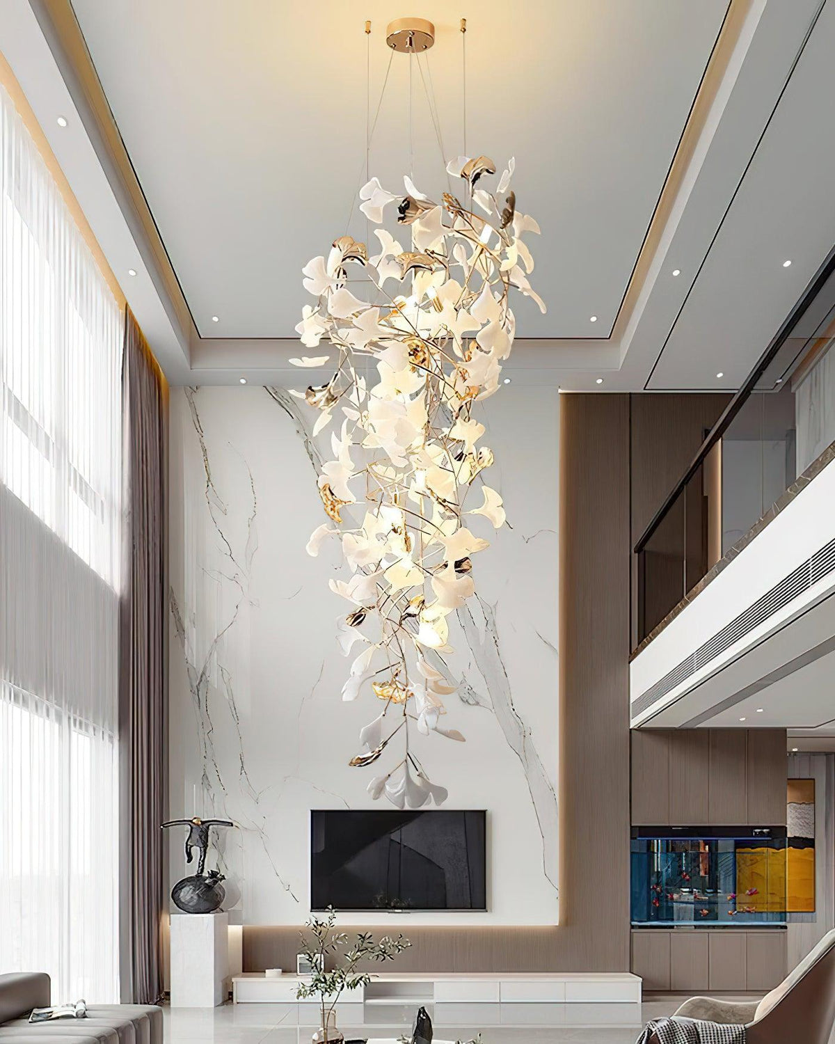 Olivia Céramique Gingko Cascadant Lustre