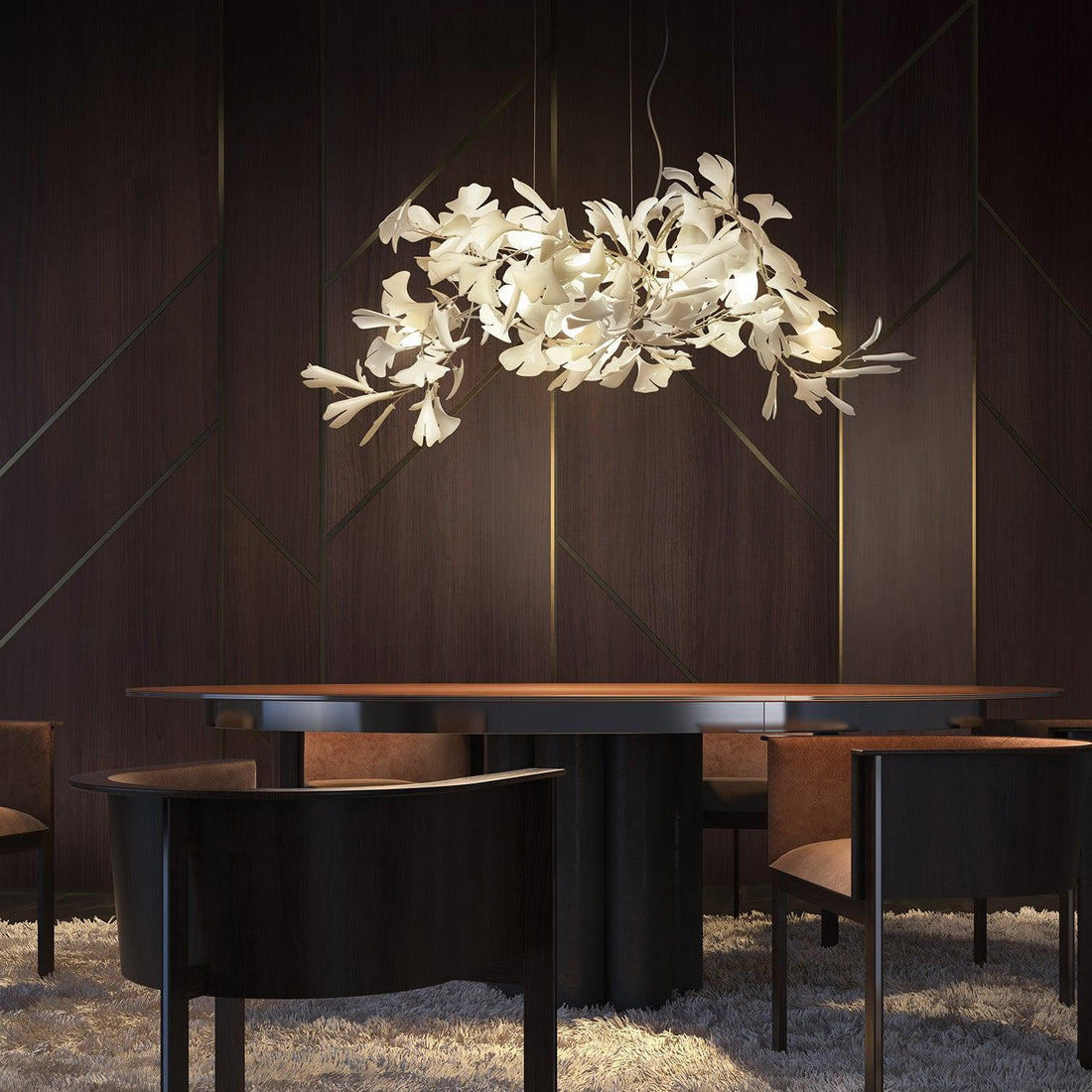 Gingko Lustre A Style Forme Branche Feuille Moderne Salle à Manger