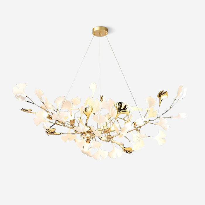 Ginkgo Lustre Céramique Blanche Pétales de Or Art Nouveau Organique