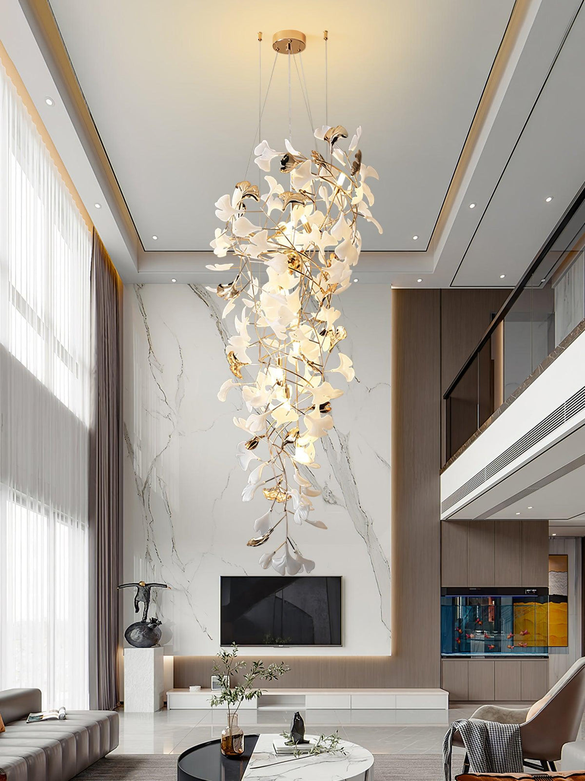 Olivia Céramique Gingko Cascadant Lustre