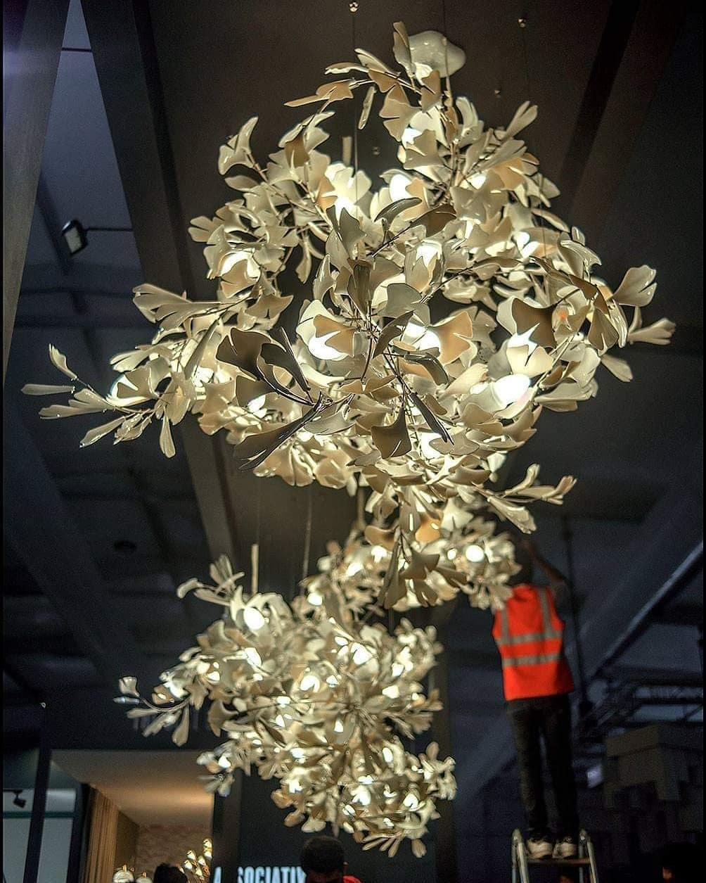 Ginkgo Lustre Rameau de Feuilles Organique Sculptural