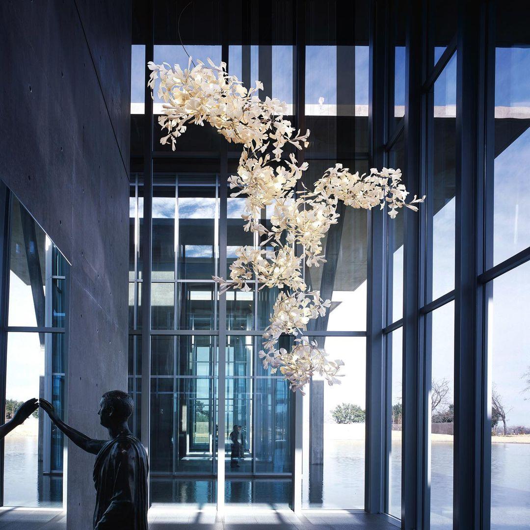 Ginkgo Lustre Rameau de Feuilles Organique Sculptural