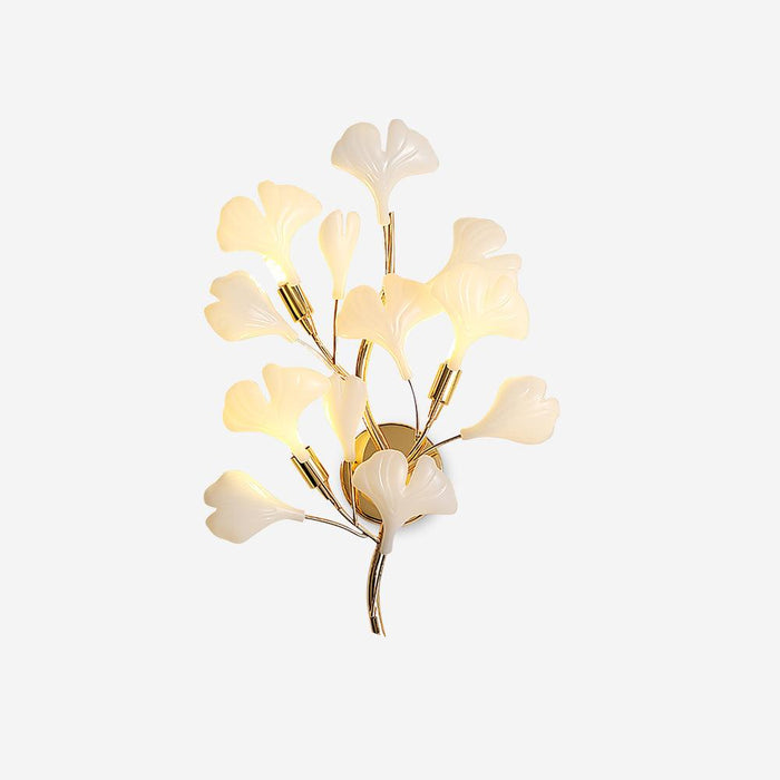 Gingko Applique Murale Abat-jours en Céramique Pétales Or Art Nouveau