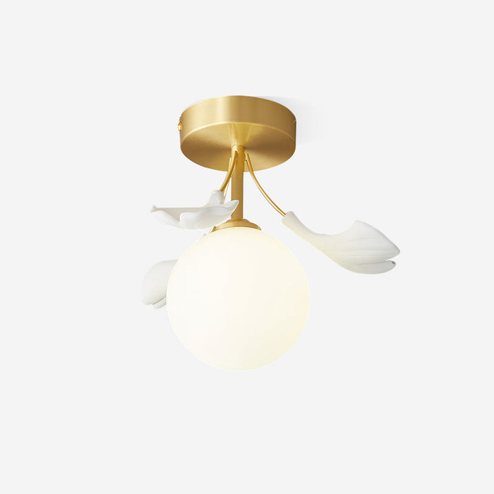 Ginkgo Lustre Plafonnier Rosalia Feuille de Ginkgo Base Dorée